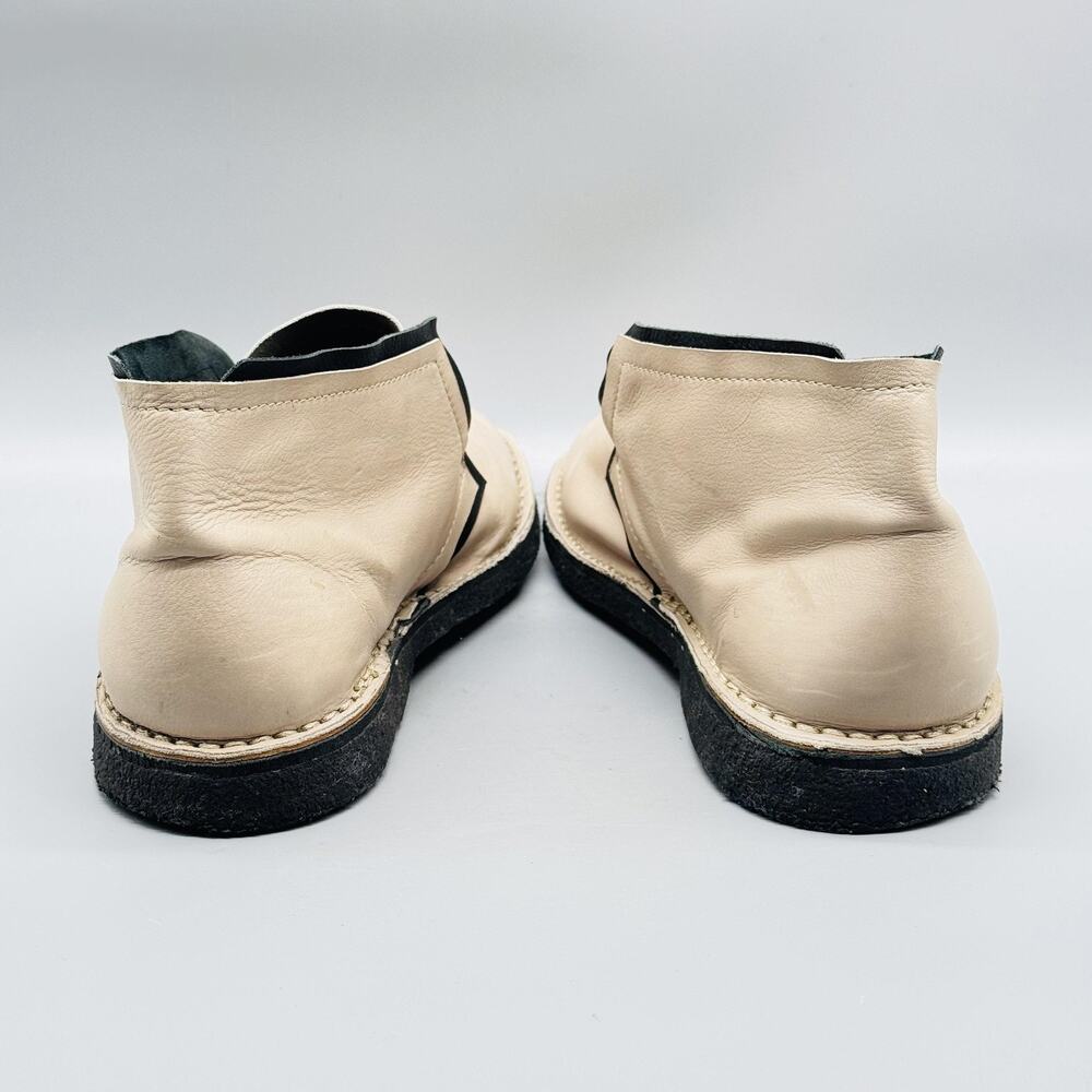 Dusica Dusica Boots Womens 6.5 Beige Leather Slip On Ankle Booties Crepe Sole - Picture 8 of 13